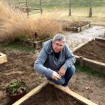 Author & jardinier testing soil of the newly prepared beds.